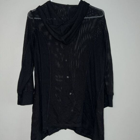 Zenergy by Chico's 3/4 Sleeve Snap Up Front Hooded Mesh Jacket Women’s SZ 1 - Picture 5 of 8